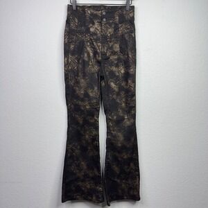 We The Free Penny Flare Pants Women 30 Black Gold Paisley Metallic Festival Boho